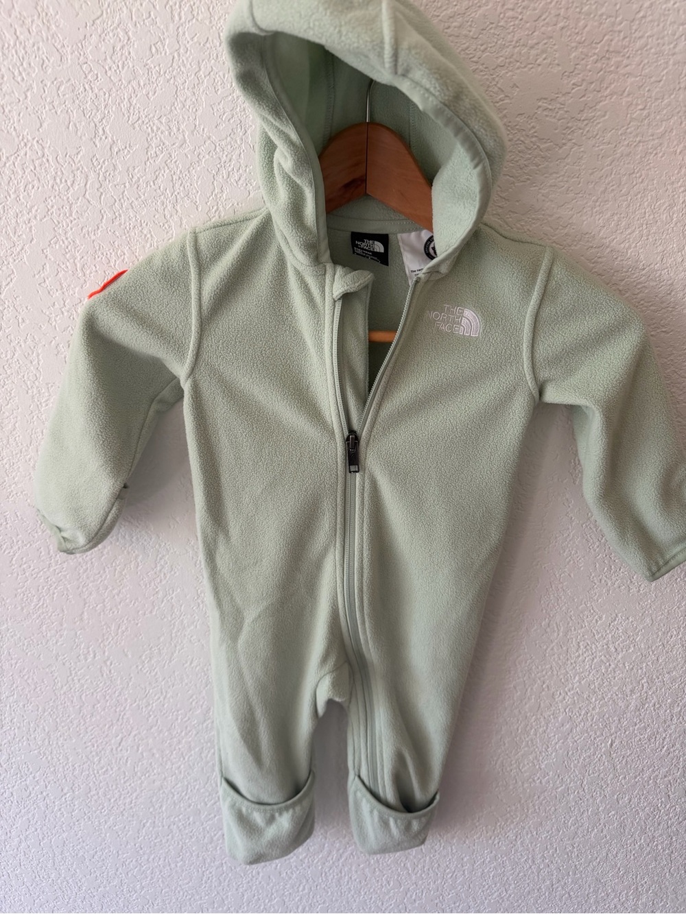The North Face Mint Green Fleece Hooded One-Piece Footie
